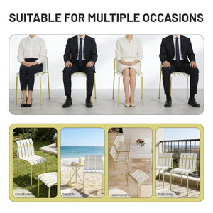 English Elm Summer Outdoor Dining Set Stackable Pp Chairs Round Table Uv Resistant Patio Cream White,Grain Yellow,White W3450S00025