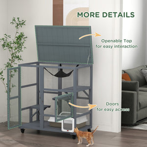 English Elm Pawhut Fir Wood Hamster Habitat Two Level Gerbil Enclosure with Ladder and Seesaw W2225P173772