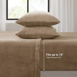 English Elm 4 Pcs Queen Micro Plush Sheet Set - Ultra-Soft Taupe Bedding For Year-Round Cozy Comfort & Style B035P319764