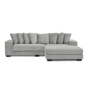 English Elm Corduroy Stylish Modular Sleeper Sectional Sofa – Gray Tufted Design With Versatile Footrests & Easy Assembly W487S00341