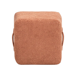 English Elm Jennifer Taylor Home - Oliver 16" Tapered Square Upholstered Ottoman - Compact Fleece Pouf, Modern Footrest & Seat (16") Orange B2719P269259