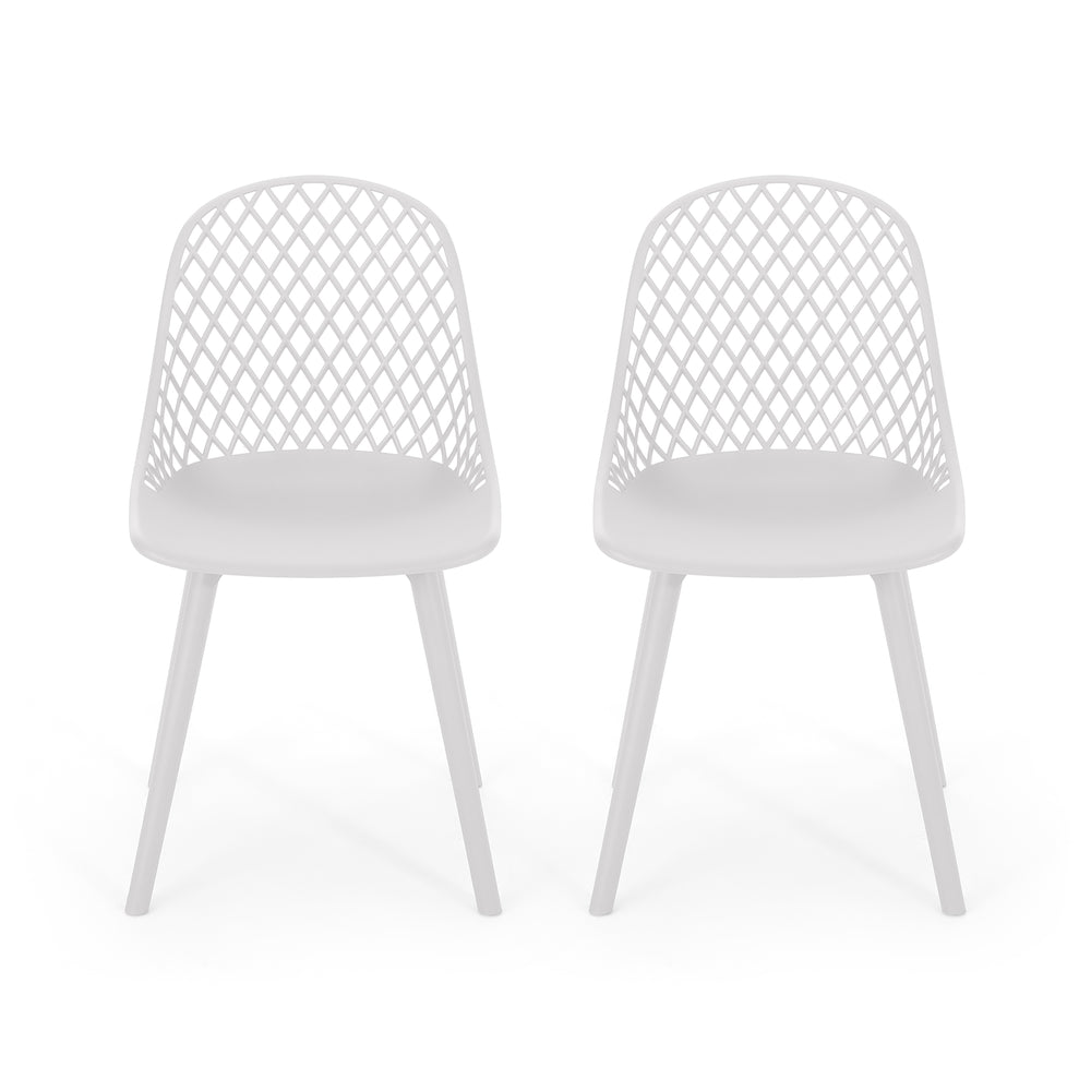 English Elm Christopher Knight Home® - LILY Outdoor Dining Chair with Weather-Resistant Polypropylene, Diamond Mesh Design for Durability White 27.5 L x 21.2 W x 20.3 H 69070.00WHI