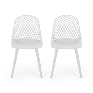 English Elm Christopher Knight Home® - LILY Outdoor Dining Chair with Weather-Resistant Polypropylene, Diamond Mesh Design for Durability White 27.5 L x 21.2 W x 20.3 H 69070.00WHI
