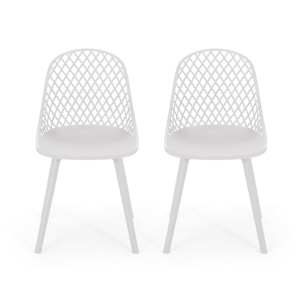 English Elm Christopher Knight Home® - LILY Outdoor Dining Chair with Weather-Resistant Polypropylene, Diamond Mesh Design for Durability White 27.5 L x 21.2 W x 20.3 H 69070.00WHI