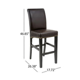 Christopher Knight Home® - Noble House - Lisette Upholstered Bar Stools with Nailhead Trim, Brown and Matte Black - Set of 2