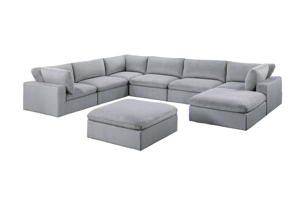 English Elm Dark Gray 8-Piece Modular Sectional Set With Corduroy Upholstery For Stylish Living Room Comfort B011S01333