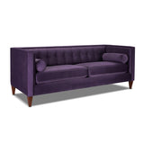 English Elm Jack 84" Modern Tuxedo Tufted Sofa, Purple Velvet