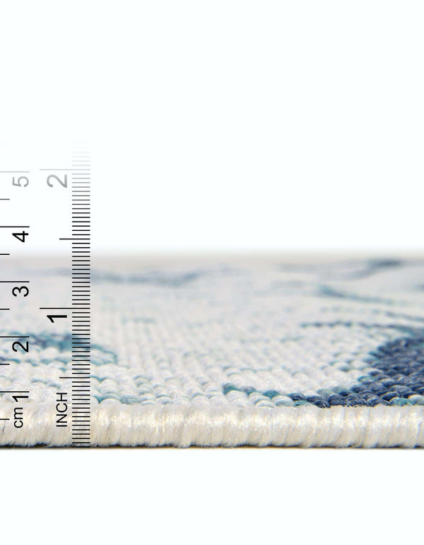 Unique Loom Outdoor Coastal Marmaris Machine Made Solid Print Rug Ivory, Navy Blue/Green 5' 3" x 8' 0"