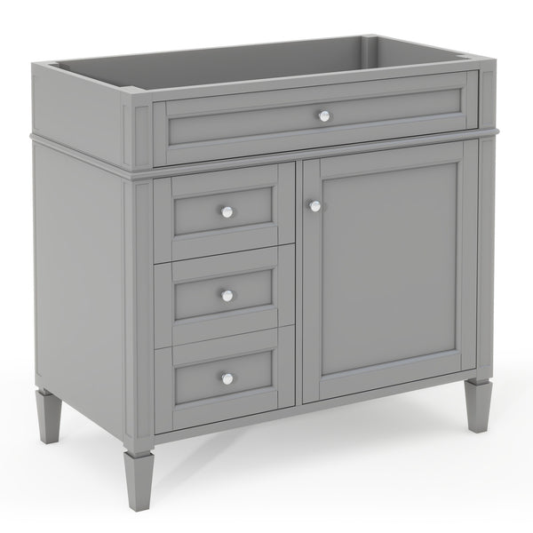English Elm 36'' Modern Bathroom Vanity Cabinet With 2 Drawers, Tip-Out Storage, Solid Wood Frame & More! N710P256582E