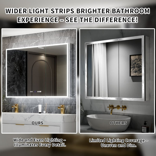 English Elm 20*32 Inch Led Medicine Cabinet with Anti-fog Gfci Outlet and Dimming Bathroom Mirror W637P349553