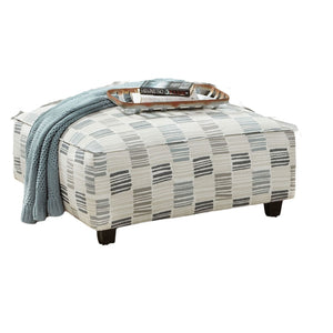 English Elm Square Upholstery Ottoman in Blue Chenille Patterned Fabric — Plush Extra Seating, Stylish Accent Multi 38 L x 38 W x 16 H B2741P355857