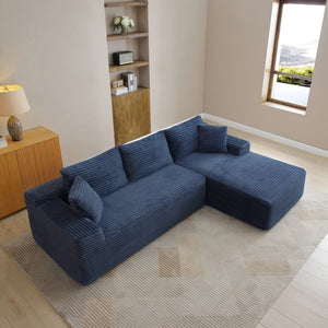 English Elm 105'' Modular Cloud Sectional Corduroy Deep Seat L-shape Couch for Living Room W1117S00414