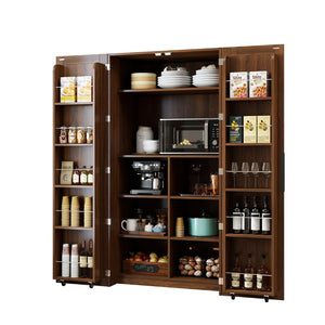 English Elm Kitchen Farmhouse Pantry Cabinet Tall Freestanding Three Door Pull Out Organizer W331S00211