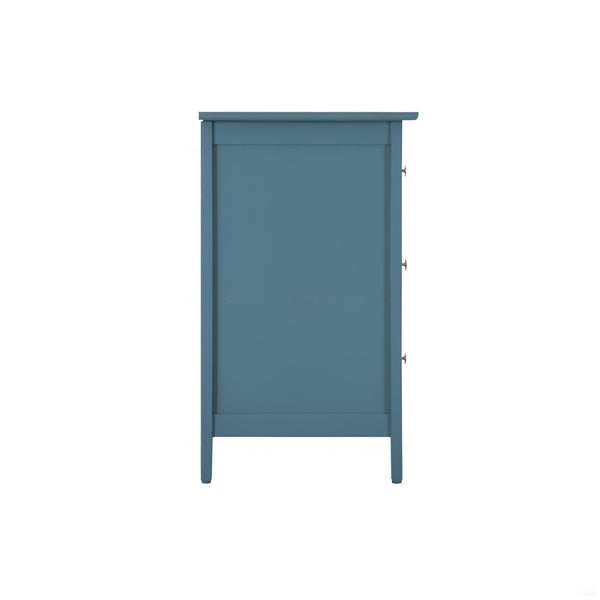 English Elm Teal Compact Nightstand with 3 Drawers for Modern Bedrooms — Vibrant Teal, Space-Saving, Sturdy Design B078112153