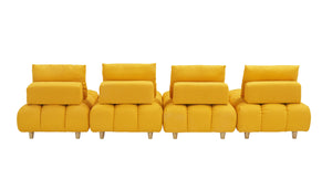 English Elm 120 Plush Teddy Sofa 120" Long Spacious 4-Seater with Solid Wood Frame, Spring Cushion Comfort Yellow W1658S00068
