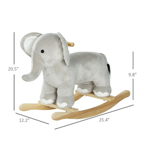 English Elm Qaba Plush Elephant Toddler Rocker with Grip Handles and Built-in Realistic Animal Sounds W2225P249747