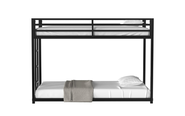 English Elm Adam Twin over Twin Bunk Bed Metal Black with Full Guardrails, Easy Assemble Slats & Floor Protectors B083P152996