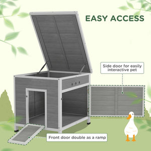 English Elm Wooden Fir Duck House with Asphalt Roof Dual Doors and Ventilation for Backyard Poultry T3971P407852