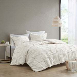 English Elm 3 Masie Elastic Embroidered Cotton Comforter Set Full/Queen — Tufted-Inspired, Antimicrobial Freshness Protection White 22.44 L x 21.26 W x 10.24 H B03596439