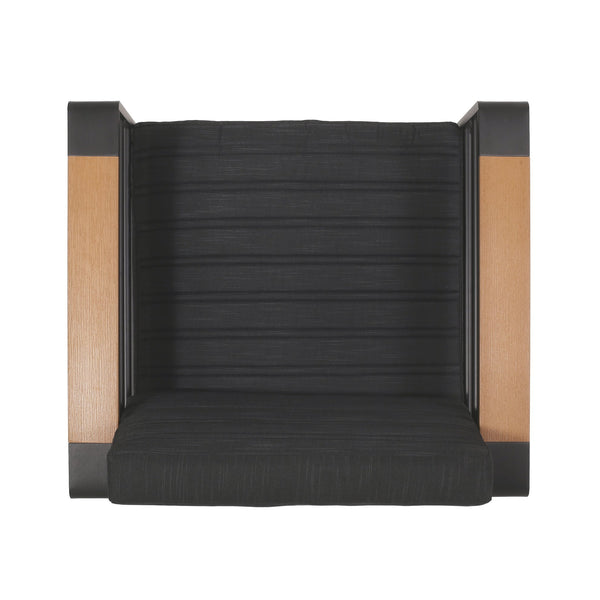 English Elm Christopher Knight Home® - GIOVANNA Club Chair - Black Aluminum Outdoor Seating with Water-Resistant Cushions & Slat Design 71734.00BLK