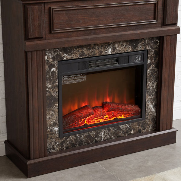 English Elm Electric Fireplace Mantel Surround with 23 Inch Insert Remote Raised Panel Wood Finish Cherry W2275S00044