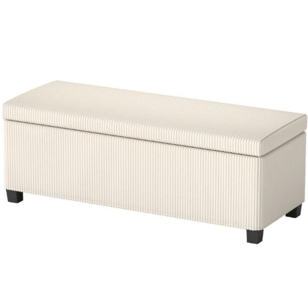 English Elm End of Bed Storage Bench Ribbed Corduroy Upholstered Lift Top with 22 Gallon Cavity T3971P431156