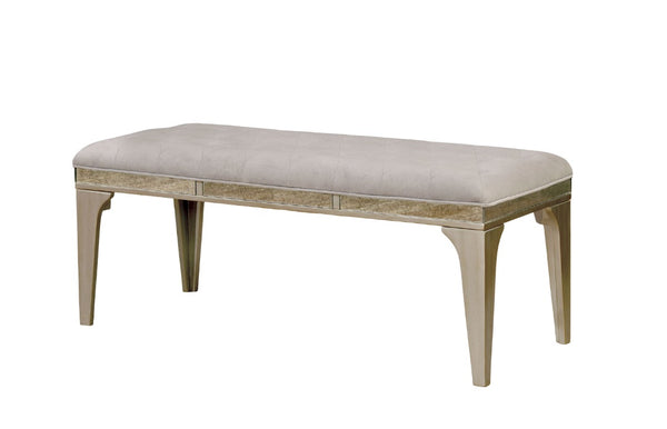 English Elm Transitional Upholstered Tufted Bench with Flannelette Cushion, Elegant Dining Seating, Glamorous Finish, 50.5" wide Gray,Silver 53 L x 24 W x 8 H B2741P366063