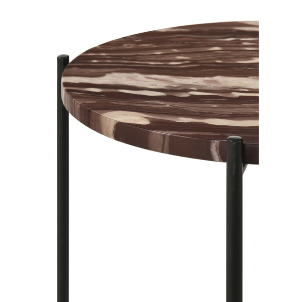 English Elm Kohala Genuine Marble Top Round Side Table with Matte Iron Base for Modern Interiors B062P447779