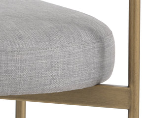 Sunpan Seneca Dining Chair Set of 2 - Modern Open Back Design with Stylish Steel Frame for Contemporary Homes Antique Brass / Arena Cement