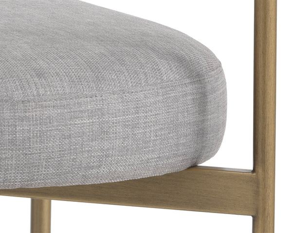 Sunpan Seneca Dining Chair Set of 2 - Modern Open Back Design with Stylish Steel Frame for Contemporary Homes Antique Brass / Arena Cement