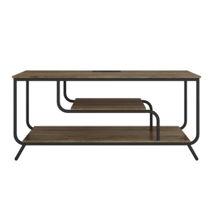 English Elm There TV Stand with LED Lights, Power Outlets & 2 Fabric Drawers for 55-75" TVs, App-Controlled Ambience and Ample Storage Light Gray W2977P224348