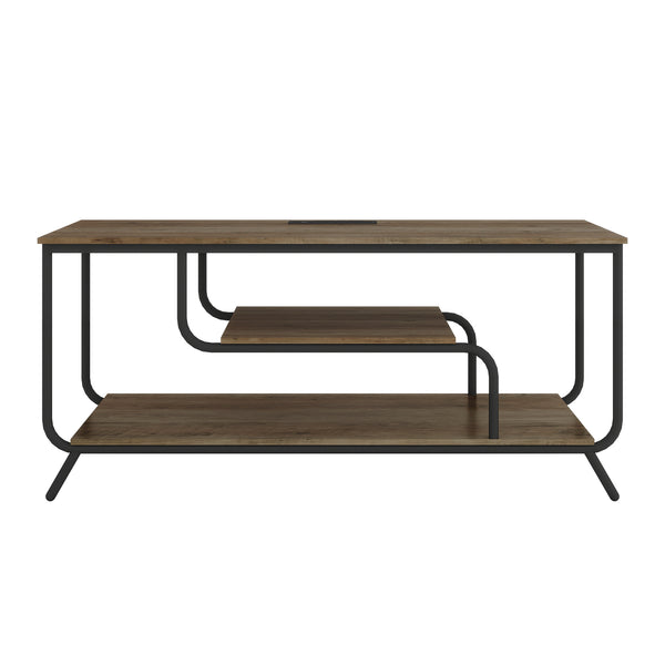 English Elm There TV Stand with LED Lights, Power Outlets & 2 Fabric Drawers for 55-75" TVs, App-Controlled Ambience and Ample Storage Light Gray W2977P224348