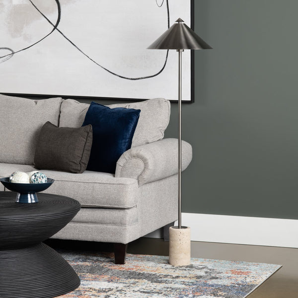 Crestview Collection 58"H Modern Marble Floor Lamp With Sleek Grey Metal Body And Elegant Empire Shade For Any Room   Cvamb0095