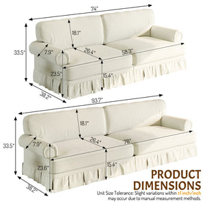 English Elm Luxuriously Deep Chenille Sofa with Pleated Skirt and Rolled Arms for Living Rooms W1885S00294