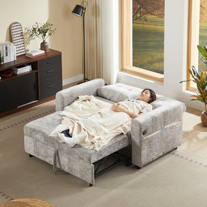 English Elm Modern Chenille Tufted Sleeper Sofa with Usb Port and Storage for Guest Rooms W1183S00025