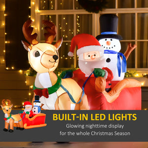 English Elm HOMCOM Inflatable 6ft Snowman with Christmas Tree Lawn Decor, Bright LED Lights and Wind Stakes Red W2225P249953