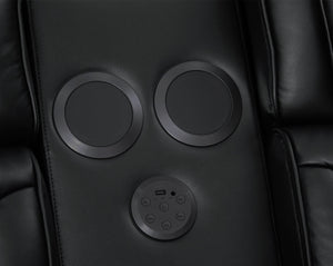 English Elm Jazz Black Leather Aire 3-Piece Power Reclining Sofa Set With Bluetooth Speakers & Usb Ports B061S00927