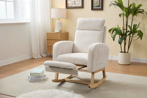 English Elm Modern Accent Rocking Chair - Stylish Glider Armchair With High Back, Side Pocket & Cozy Comfort W2725P276726