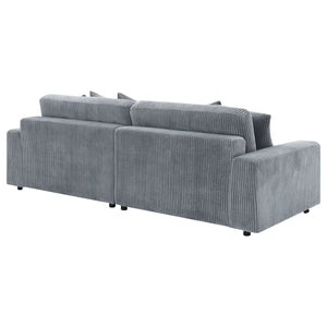 English Elm Marcus Fog Modular Reversible Sectional Sofa with Pillows – Terracotta Fog Upholstery, Track Arms, Ottoman Lounge B062S01211