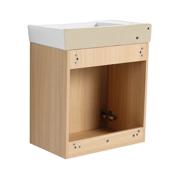 English Elm 20" Wall-Mounted Bathroom Vanity With Ceramic Sink - Stylish Oak Finish, Compact Storage Solution W1972P196394