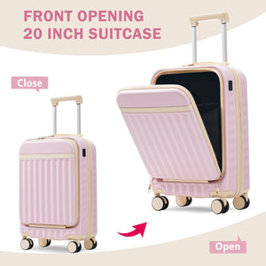 English Elm Front Access Hardside 3 Piece Travel Set with Usb Port Spinner Wheels and Tsa Lock Pink N732P326130U