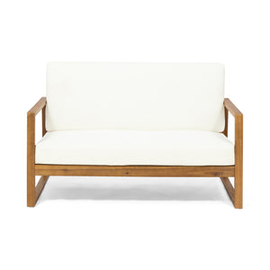 English Elm Christopher Knight Home® - BELGIAN Acacia Wood Loveseat and Coffee Table Set with Slatted Design and Water‑Resistant Cushions Teak 54 L x 31 W x 20.75 H 66742.00BGE