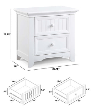 English Elm Winchester 2 Drawer Kids Nightstand White Wood Molding Nursery or Bedroom Storage B02257216