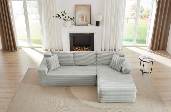 English Elm L-Shaped Cloud Sectional Sofa - Plush Modular Sleeper, No Assembly, Light Grey Comfort For Any Space W2339P306766