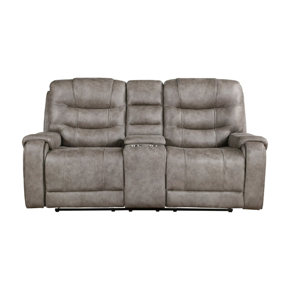 English Elm Modern Dual Reclining Loveseat with Console Pocket Coil Microfiber Living Room Seating B011P228256