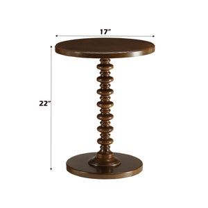 English Elm Acton Transitional Walnut Finish Accent Table with Turned Pedestal Base, Round Top, 40lb Capacity B2726P281459