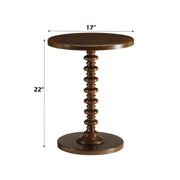 English Elm Acton Transitional Walnut Finish Accent Table with Turned Pedestal Base, Round Top, 40lb Capacity B2726P281459
