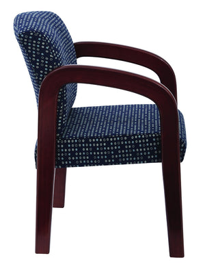 OSP Home Furnishings Cherry Finish Solid Wood Visitor Chair with Lumbar Support for Office or Reception Areas Indigo WD387-K113