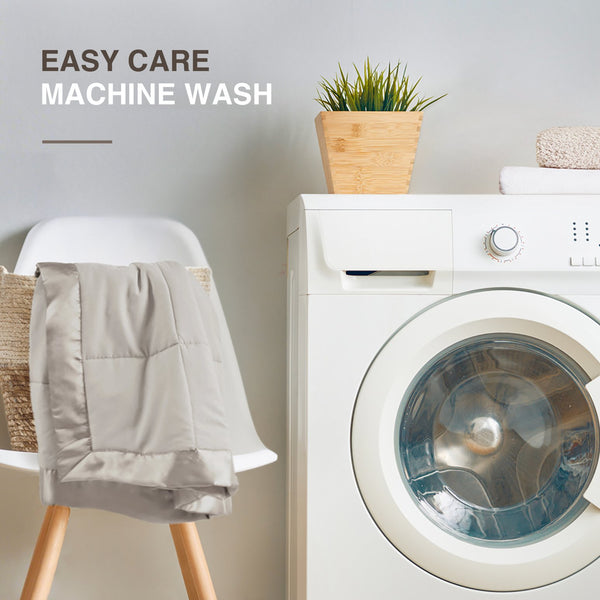 JLA Home Madison Park - Lightweight Cozy Down Alternative Blanket with Satin Trim, Moisture-Wicking, Hypoallergenic Comfort Grey MP51-1534