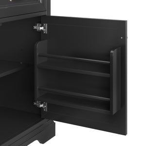 English Elm 36-Inch Modern Bathroom Vanity with Ceramic Basin, 4 Drawers & Soft-Close Door, Pre-Drilled Faucet Ready, Durable MDF and Solid Wood Construction (36"L x 18.3"W x 33.4"H) Black N725P296118B